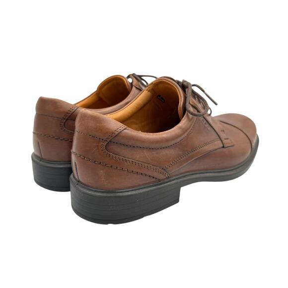 Ecco Men's Brown Leather Round Cap Toe Lace Up Oxfords Dress Shoes - Picture 5 of 12